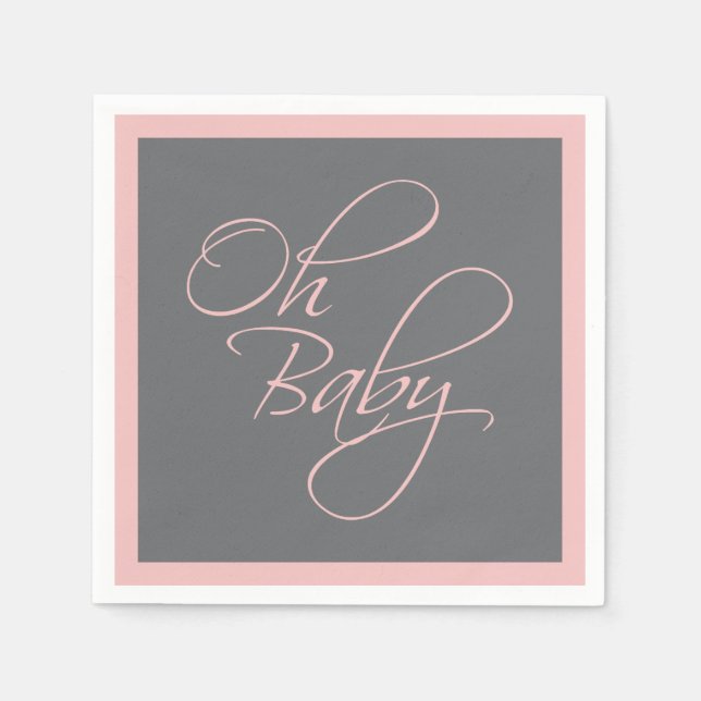 Oh Baby Posh Baby Shower for Girl Napkin (Front)