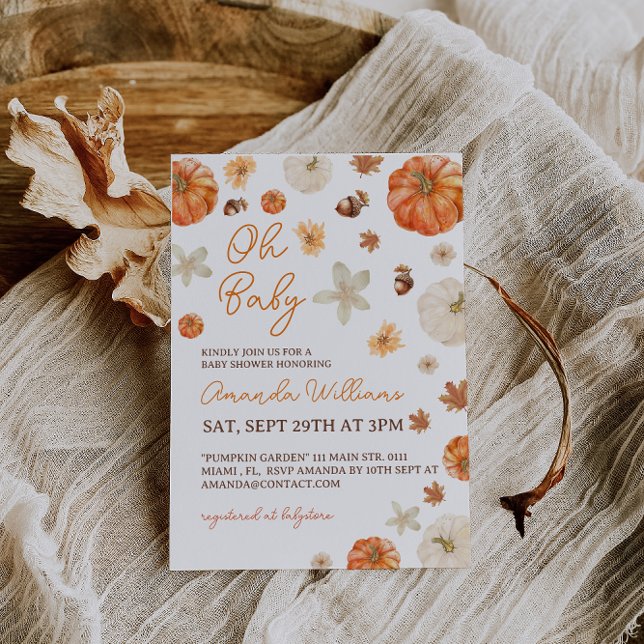 Oh Baby Pumpki Baby Shower Invitation (Creator Uploaded)