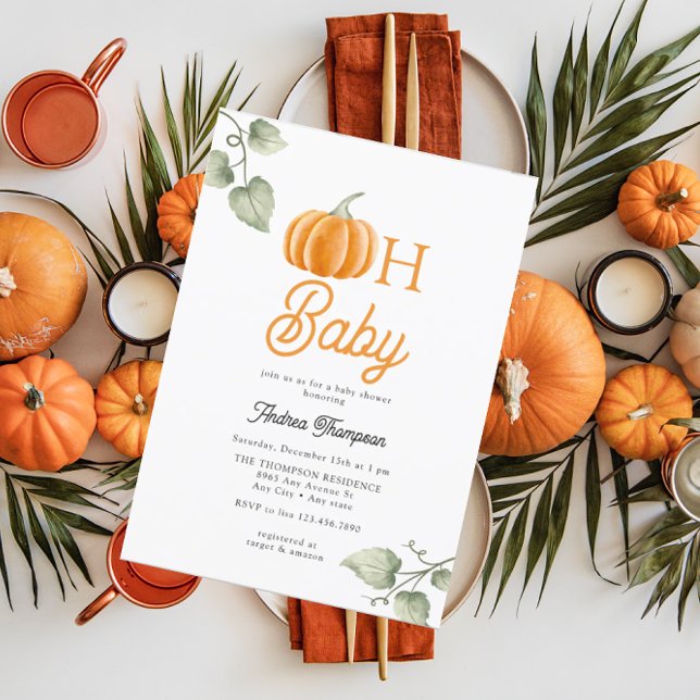 Oh Baby | Pumpkin Baby Shower  Invitation (Creator Uploaded)