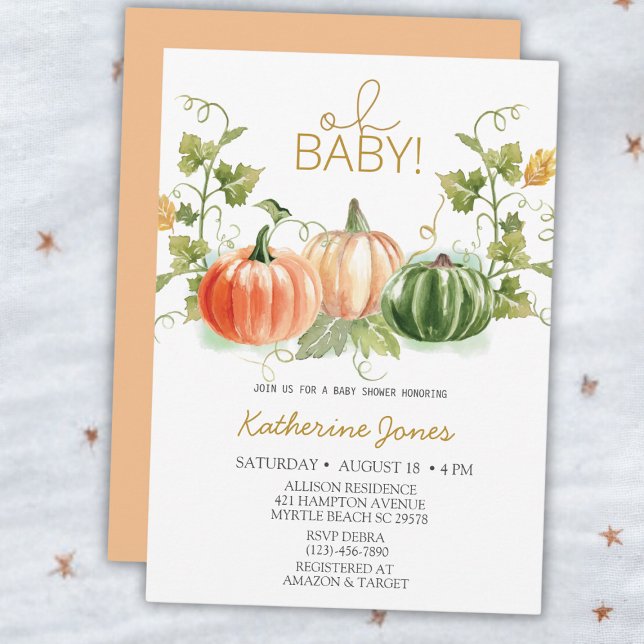 Oh Baby Pumpkin Baby Shower Invitation (Creator Uploaded)