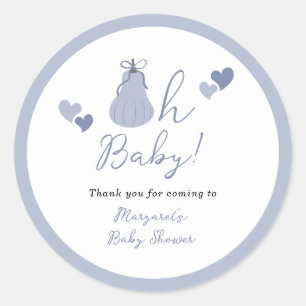 Oh Baby Pumpkin Bow Boy Baby Shower Thank you Classic Round Sticker
