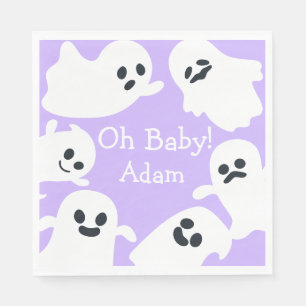 Oh Baby! Purple & White Halloween Fall Baby Shower Napkin