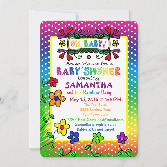 Oh, Baby! Rainbow Baby Shower Invitation (Front)