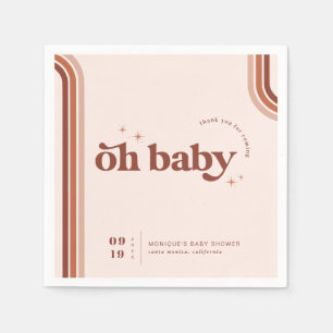 Oh Baby   Retro Seventies Baby Shower Napkin