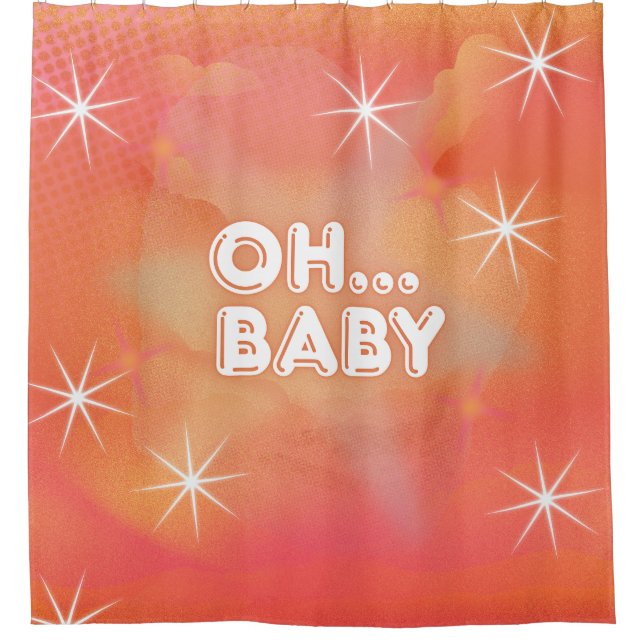 Oh Baby Retro Shower Curtain (Front)