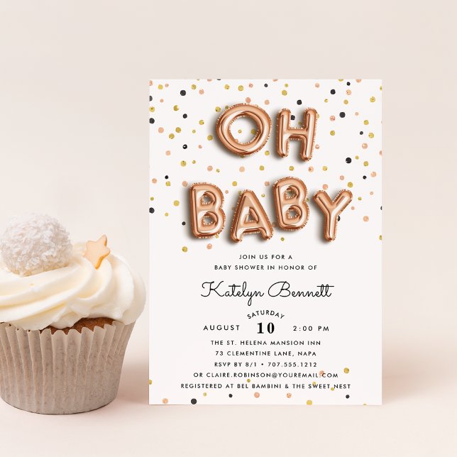 Oh Baby | Rose Gold Baby Shower Invitation (Creator Uploaded)