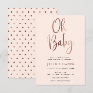 Oh Baby Rose Gold Foil Baby Shower Invitation
