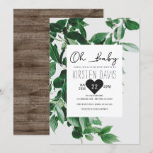 Oh Baby Rustic Country Wood Greenery Baby Shower
