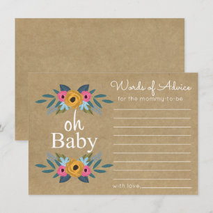 Oh Baby! Rustic Kraft Floral Wreath Baby Shower Invitation