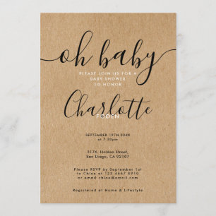Oh Baby Rustique Kraft Faire-Part de Naissance / B