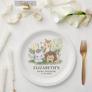Oh Baby Safari Animals Baby Shower Paper Plate
