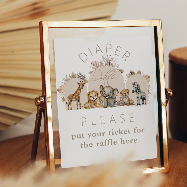 Oh Baby Safari Animals Boho Baby Shower Diaper Poster (Creator Uploaded)