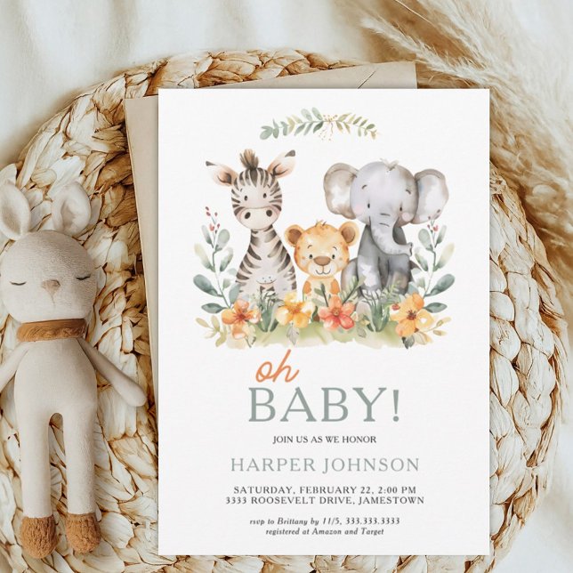 Oh Baby Safari Wild One Baby shower Invitation (Créateur téléchargé)