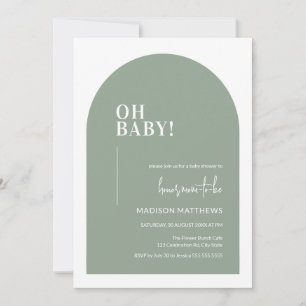 Oh Baby Sage Green Minimal Arch Baby Shower Invitation