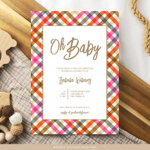 Oh Baby Script En vichy Baby shower Invitation