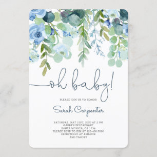 Oh baby shower baby boy invitation