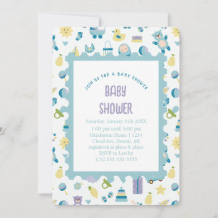 Oh Baby shower Blue Invitation
