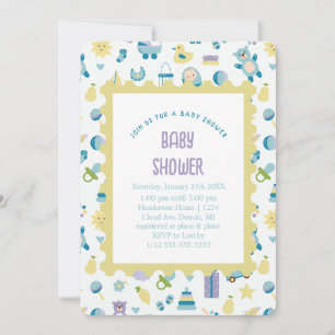 Oh Baby shower Blue Invitation