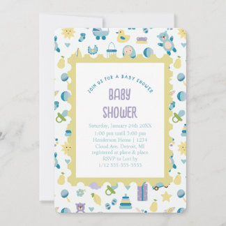 Oh Baby Shower Blue Invitation