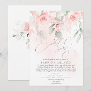 Oh Baby! Shower by Mail Vintage Blush Pink Roses Invitation
