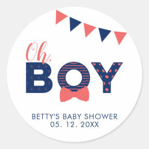 Oh Baby shower garçon   Sticker Merci Favoris