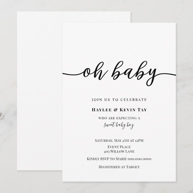 Oh Baby Shower invitation (Front/Back)