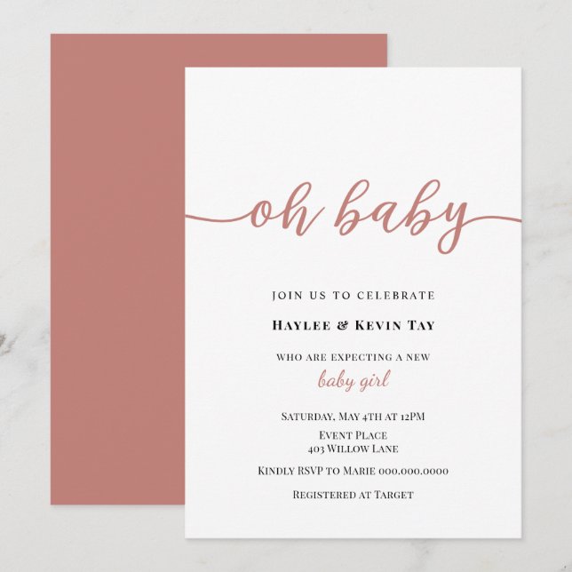 Oh Baby shower invitation (Devant / Derrière)