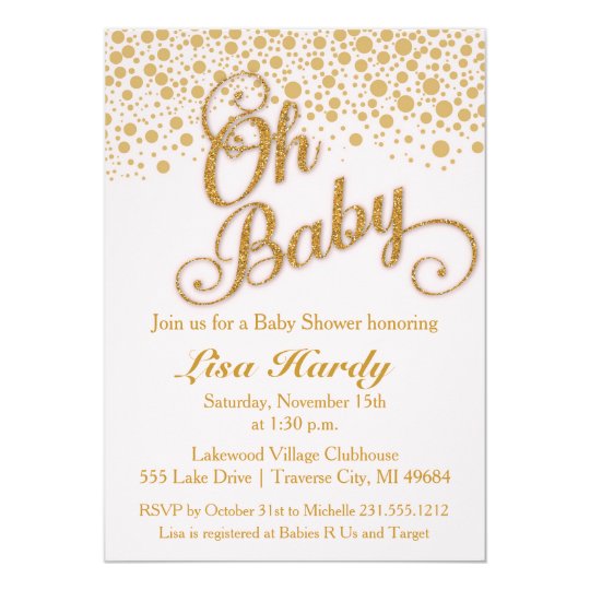 Oh Baby Shower Invitation | Blush Pink and Gold