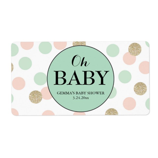 Oh Baby shower Mini Champagne Étiquette Genre Neut (Devant)