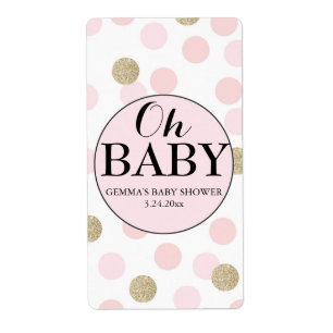 Oh Baby shower Mini Étiquette de vin fille vertica