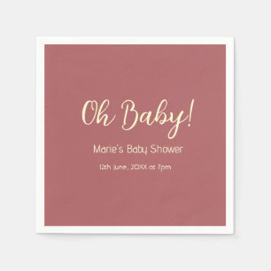 oh baby shower name date maron simple minimal tren napkin