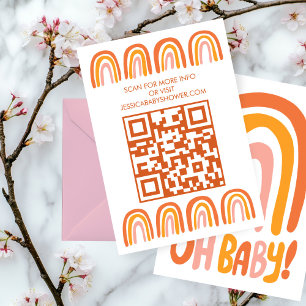 OH BABY SHOWER Rainbow CUSTOM QR CODE Enclosure Card
