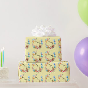Oh Baby shower teddies & balloons Wrapping Paper