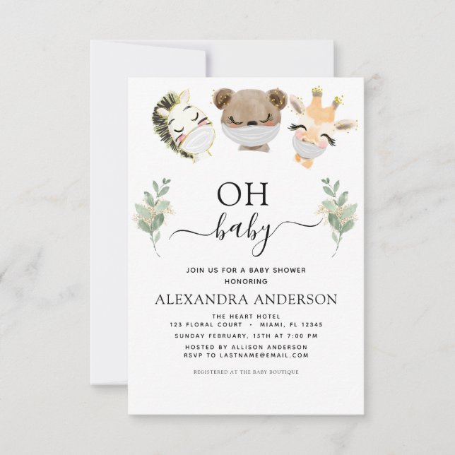Oh Baby Shower Woodland Eucalyptus Invitation (Front)