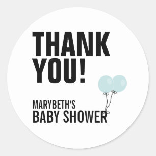 Oh Baby Simple Blue Balloon Baby Shower Sticker