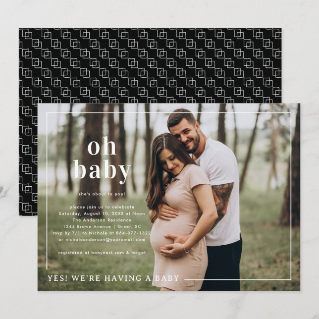Oh Baby | Simple Photo Baby Shower Invitation (Front/Back)