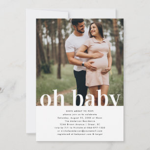 Oh Baby   Simple Photo Baby Shower Invitation