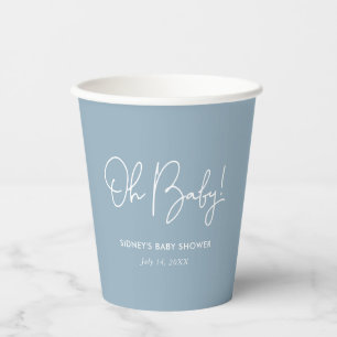 Oh Baby Sky Blue Personalized Baby Shower Paper Cups