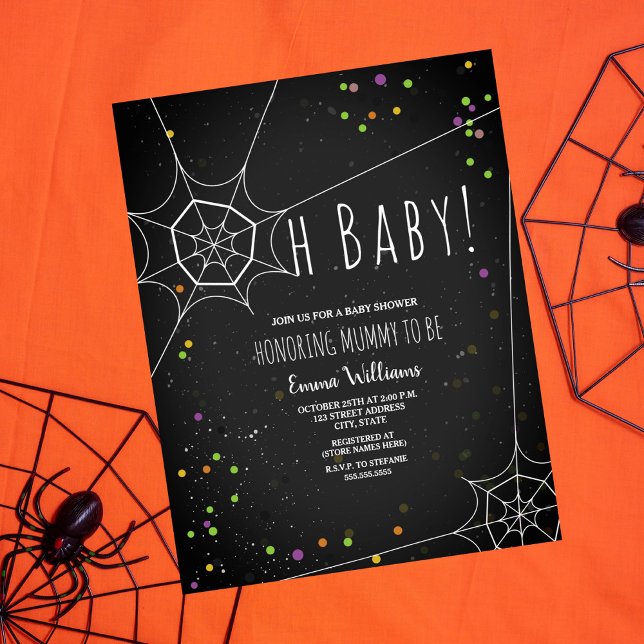 Oh Baby Spiderweb Halloween Baby shower Invitation (Créateur téléchargé)