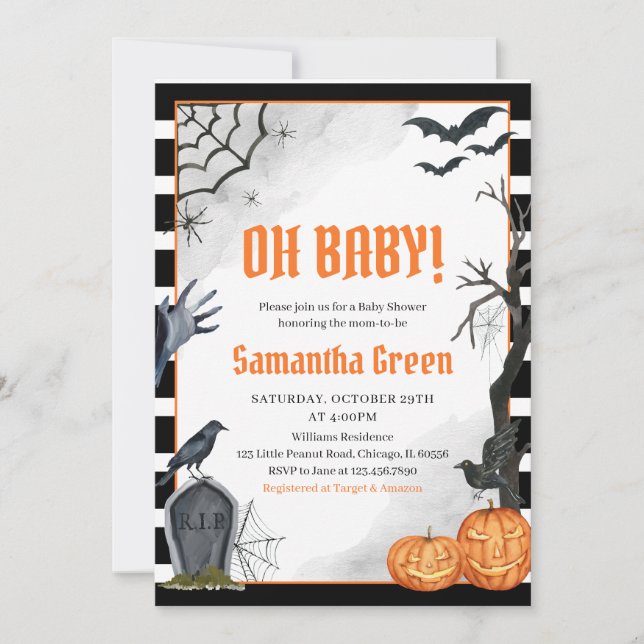Oh Baby Spooky Halloween Baby Shower Invitation (Front)