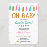 Oh baby sprinkle gender reveal party invitation