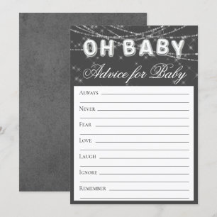 Oh Baby String Light   Dark Grey Monochrome Advice Invitation