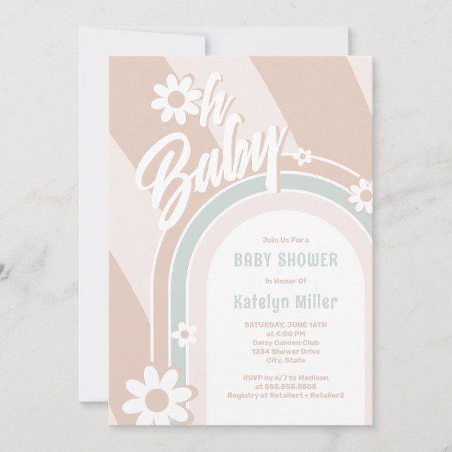 Oh Baby Super Daisy Douche Invitation (Devant)