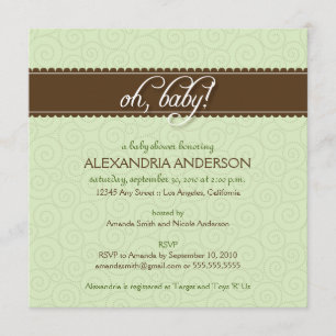 Oh, Baby! Swirly Baby Shower Invitation (mint)