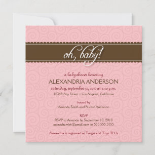 Oh, Baby! Swirly Baby Shower Invitation (pink)