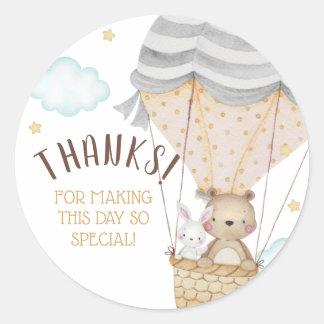 Oh Baby Teddy Bear Woodland Neutral Baby Shower Classic Round Sticker