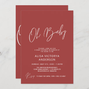 Oh Baby Terracotta Simple Douche Invitation