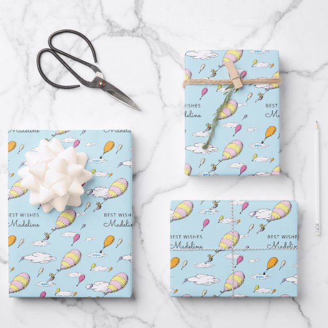 Oh, Baby, the Places You'll Go Baby Shower Wrapping Paper Sheet (Front)
