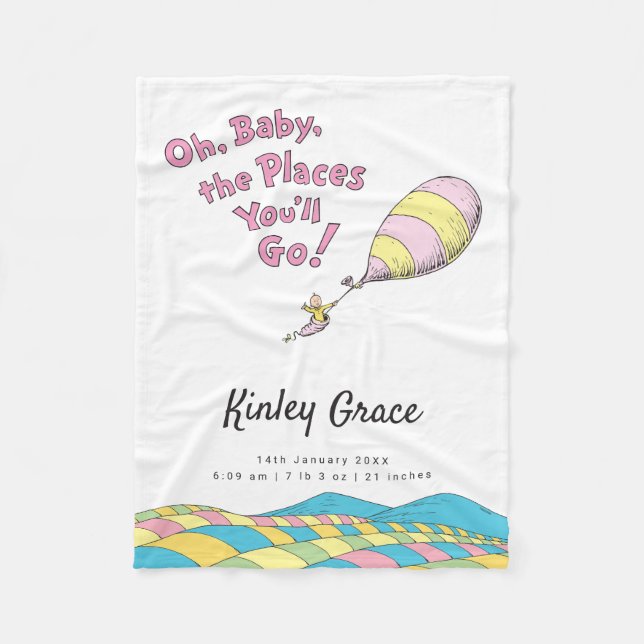 Oh, Baby, the Places You'll Go! Birth Stats Fleece (Front)