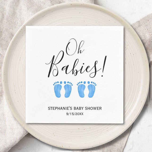 Oh Baby Twin Boys' Baby Shower Napkin (Creator Uploaded)
